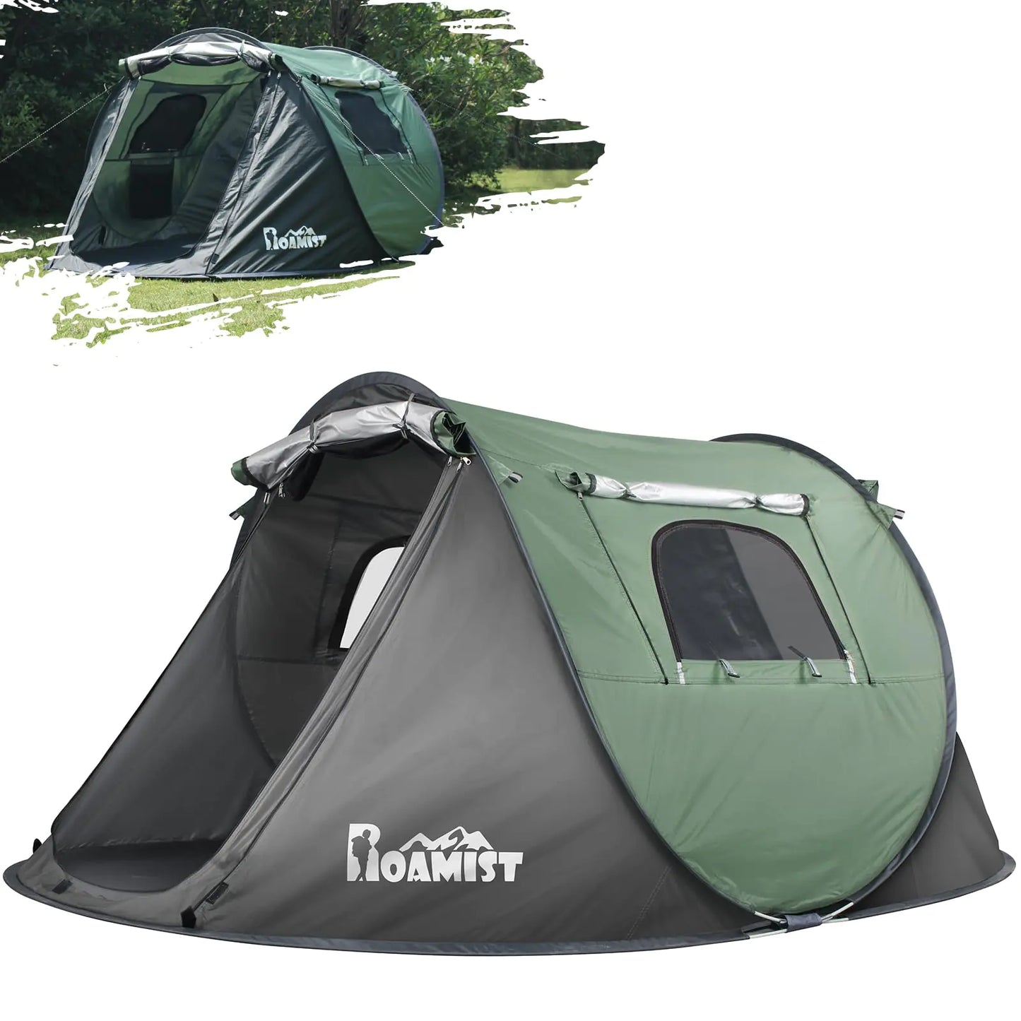 ROAMIST Tents for Camping 2 Person Easy Pop Up Camping Tent Waterproof Windproof Automatic Setup Lightweight Camping Tent with Extra Storage Family Tents for Camping Hiking & Traveling