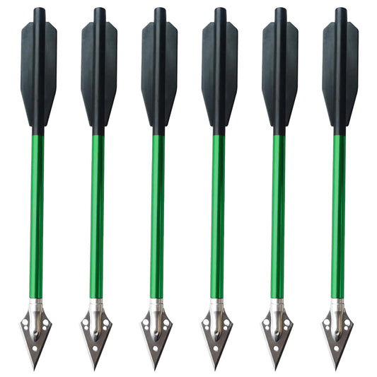 LeeMui Mini Crossbow Bolts Aluminium Crossbow Arrows Hunting Arrows Replaceable Arrow Tips with Sharp Blades for Field Hunting Target Practice Outdoor Small Hunting Game (6PCS Green)